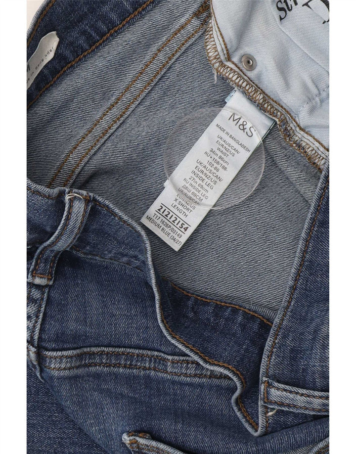 Marks & Spencer Mens Jeans Slim W34 L27 Algodão Azul
