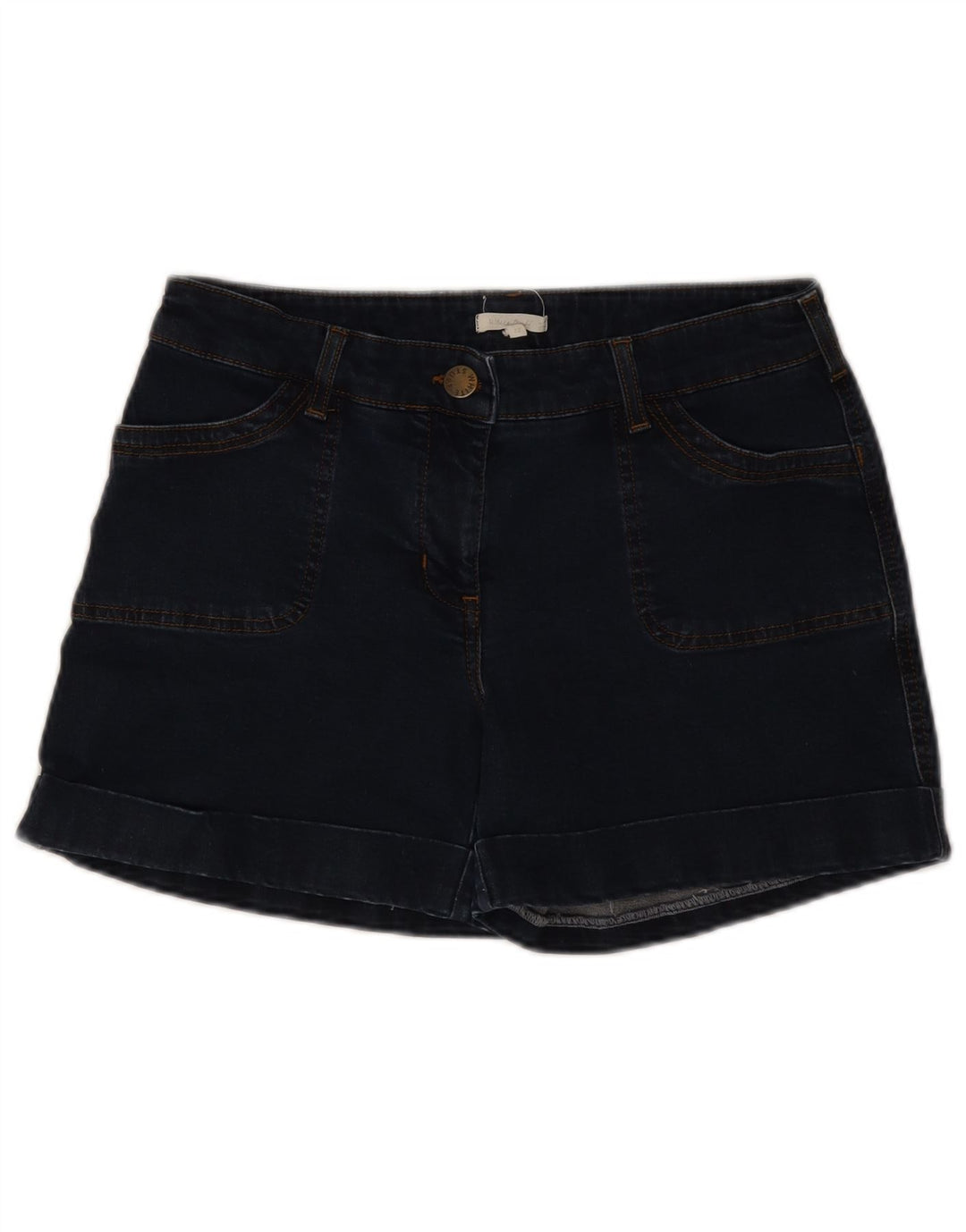 Shorts jeans feminino White Stuff UK 12 médio W30 algodão azul marinho