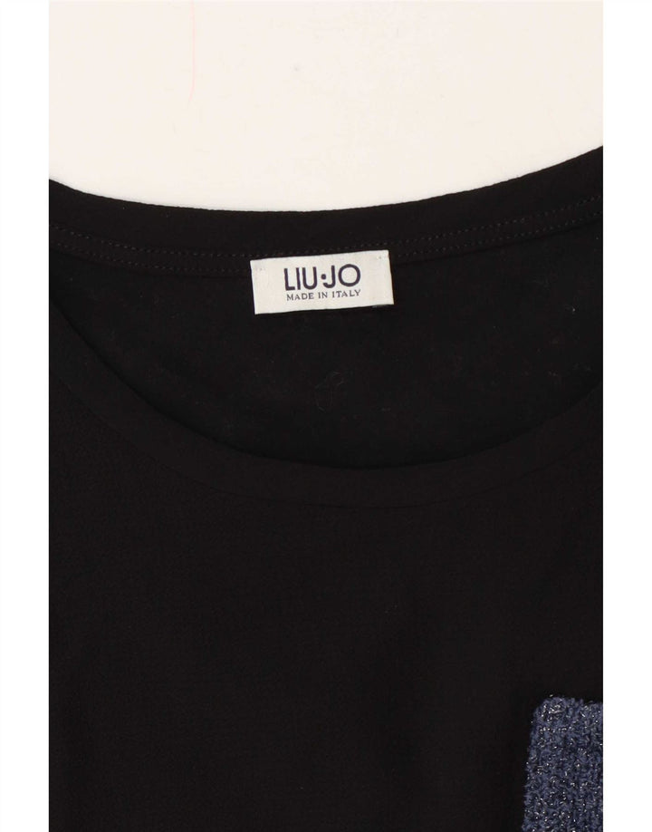 Camiseta feminina Liu Jo Top UK 12 médio azul marinho colorblock
