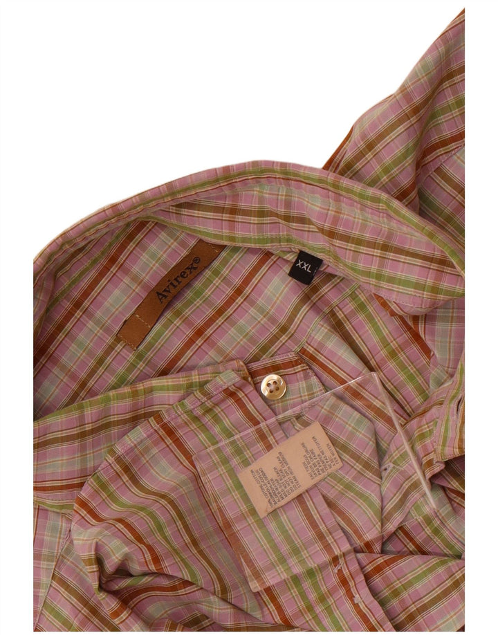 Camisa masculina Avirex 2XL algodão xadrez rosa