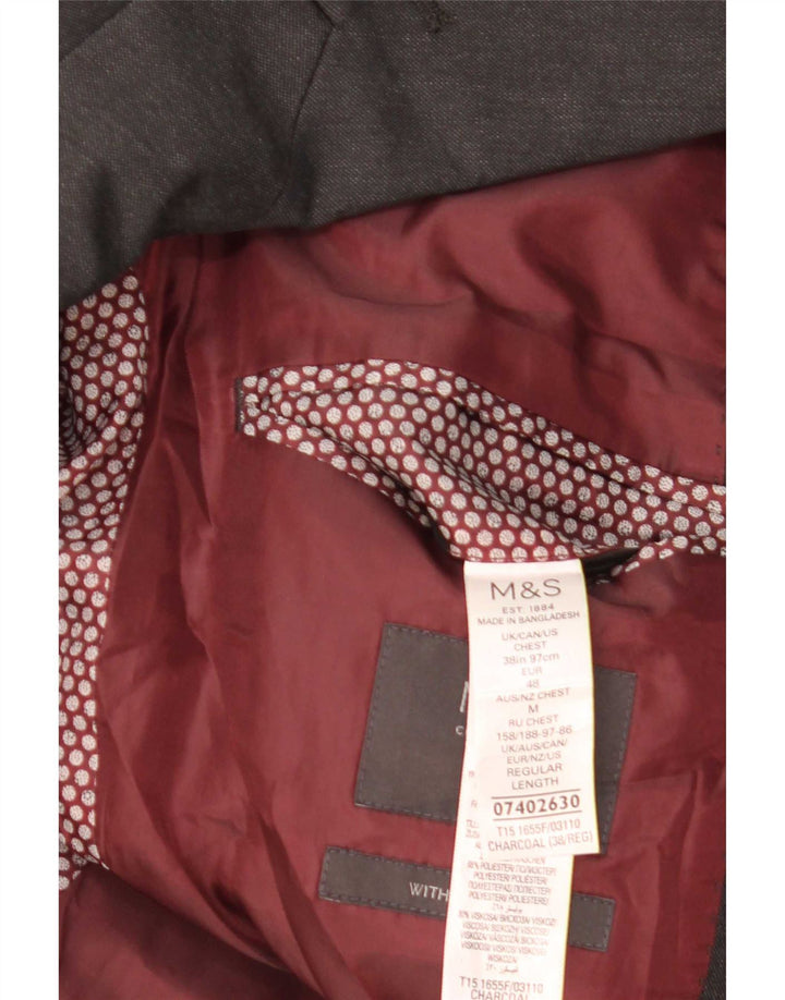 Jaqueta blazer masculina de 2 botões Marks & Spencer EU 48 poliéster cinza médio