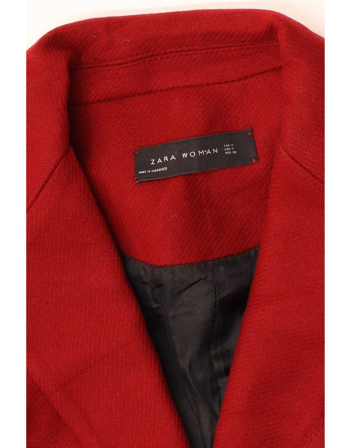 Zara Womens Longline 2 Button Blazer Jacket Reino Unido 14 Médio Vermelho