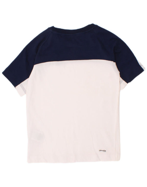 Camiseta Adidas Boys Climalite Top 7-8 Anos Branco Colorblock Algodão