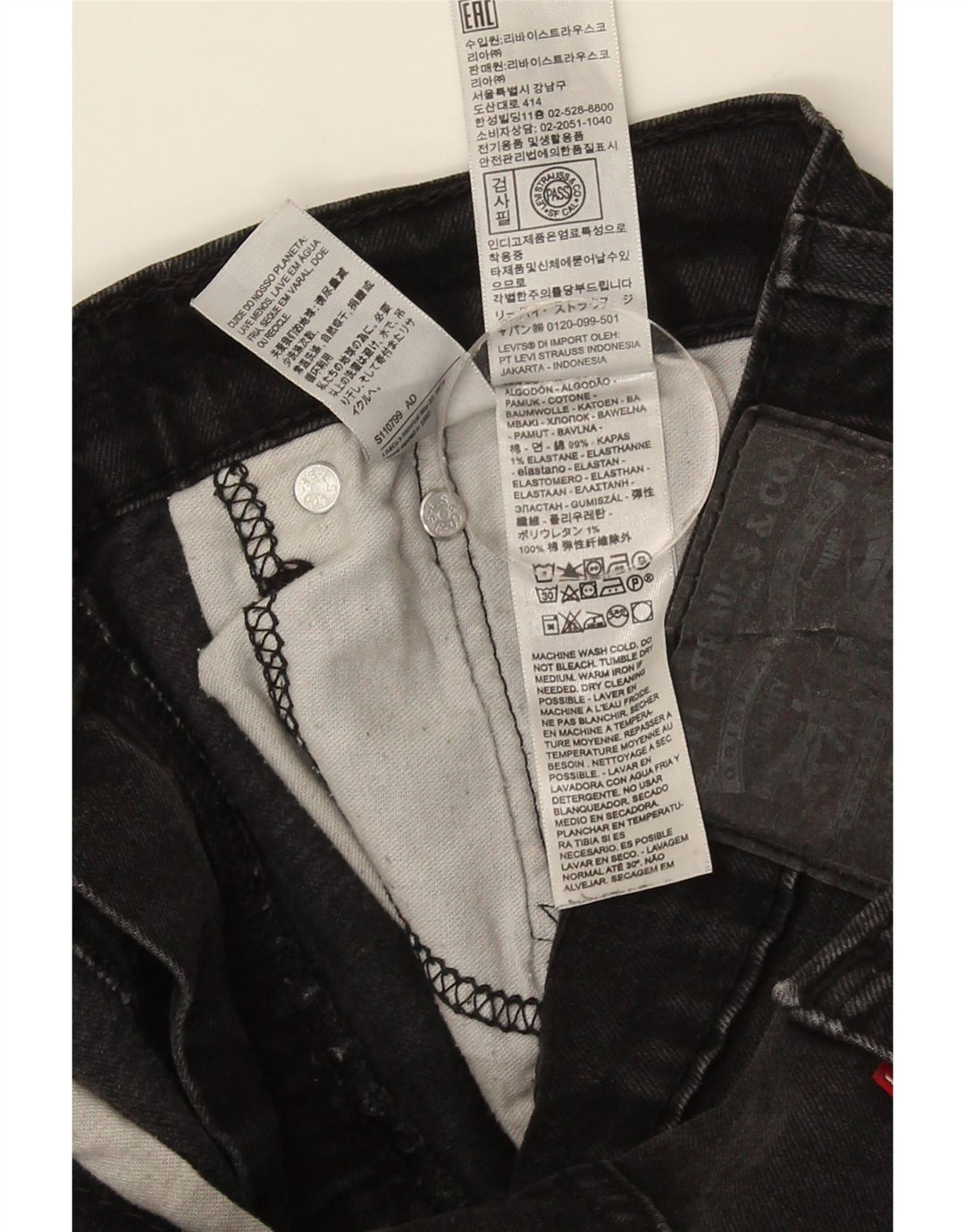Levi's Masculino 502 Tapered Jeans W33 L27 Algodão Preto