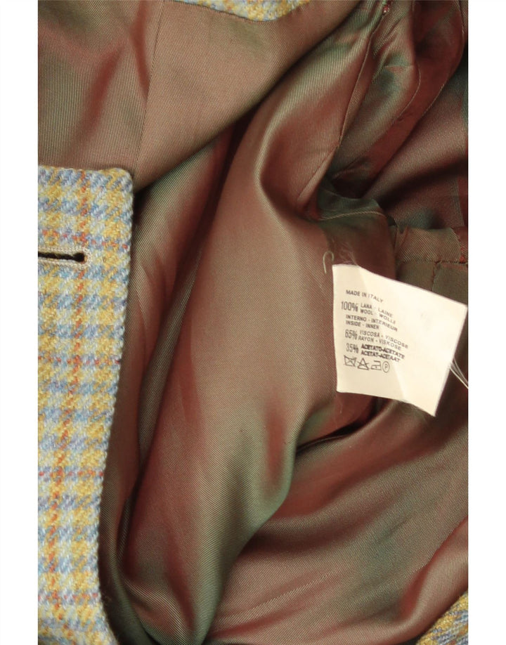 Jaqueta blazer feminina de 3 botões Henry Cottons IT 42 lã de guingão verde médio