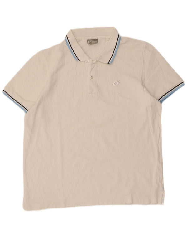 Camisa polo masculina Lotto grande algodão listrado branco