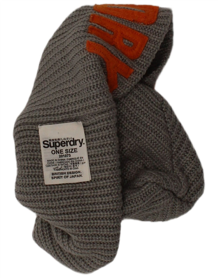 Gorro masculino Superdry de malha gráfica tamanho único logotipo acrílico cinza