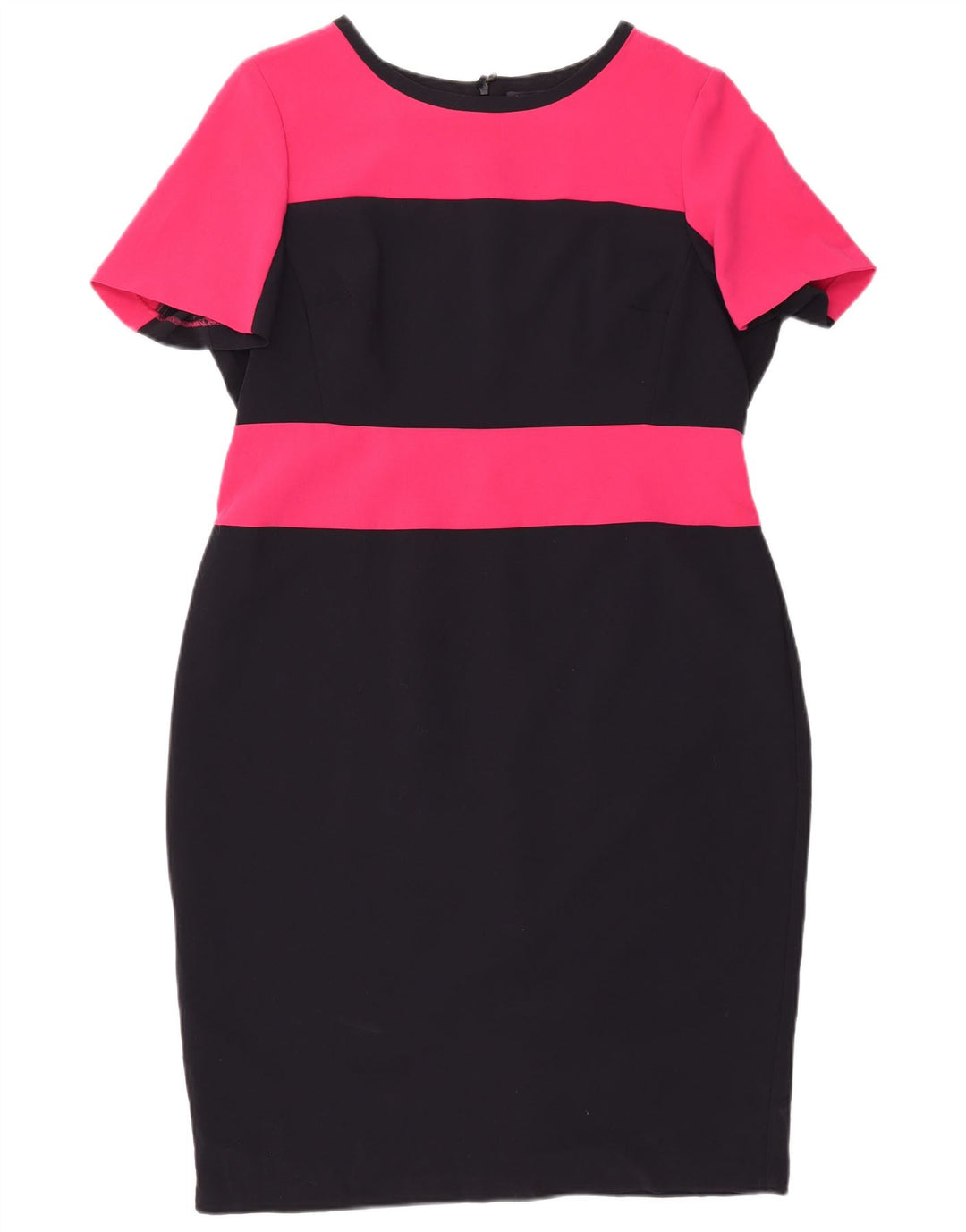 Vestido bainha feminino MARKS & SPENCER UK 18 XL preto colorblock poliéster