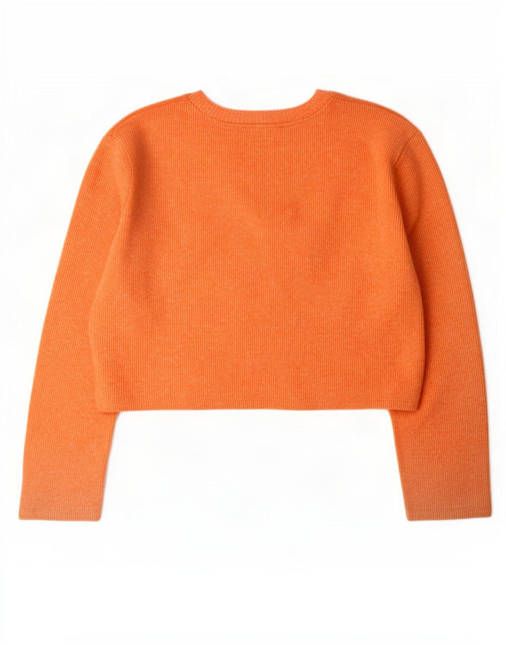 Zara Womens Crop Oversized Top Manga Longa UK 10 Pequeno Poliéster Laranja