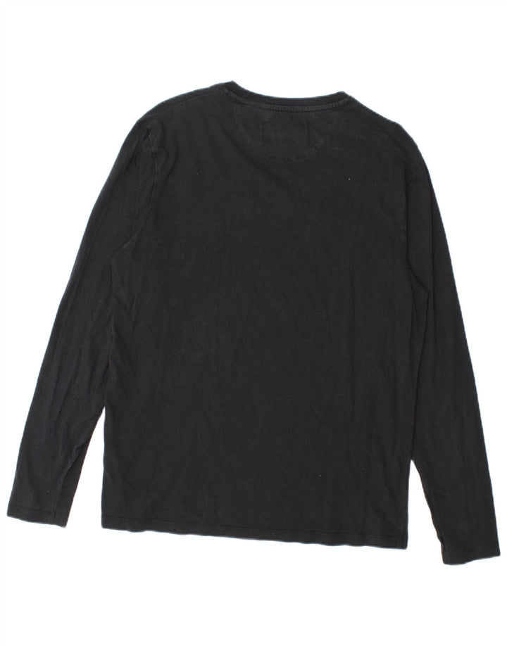 Lyle & Scott Camiseta masculina de manga comprida de algodão preto médio