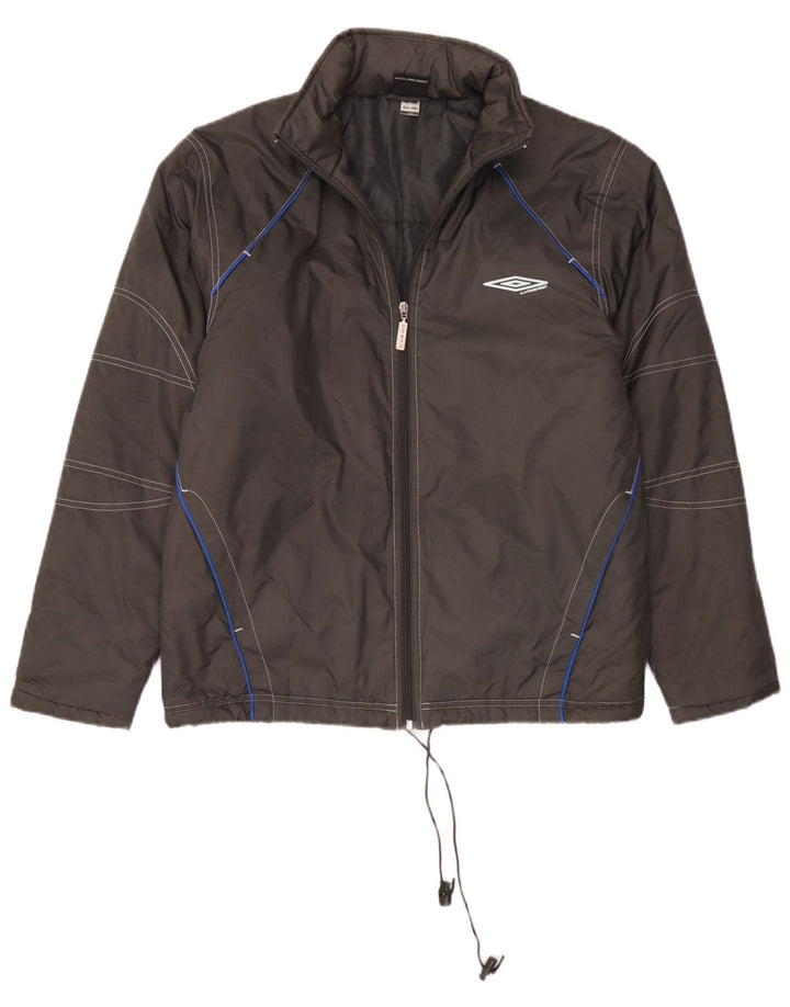 Jaqueta masculina acolchoada com capuz Umbro UK 36 pequena cinza nylon