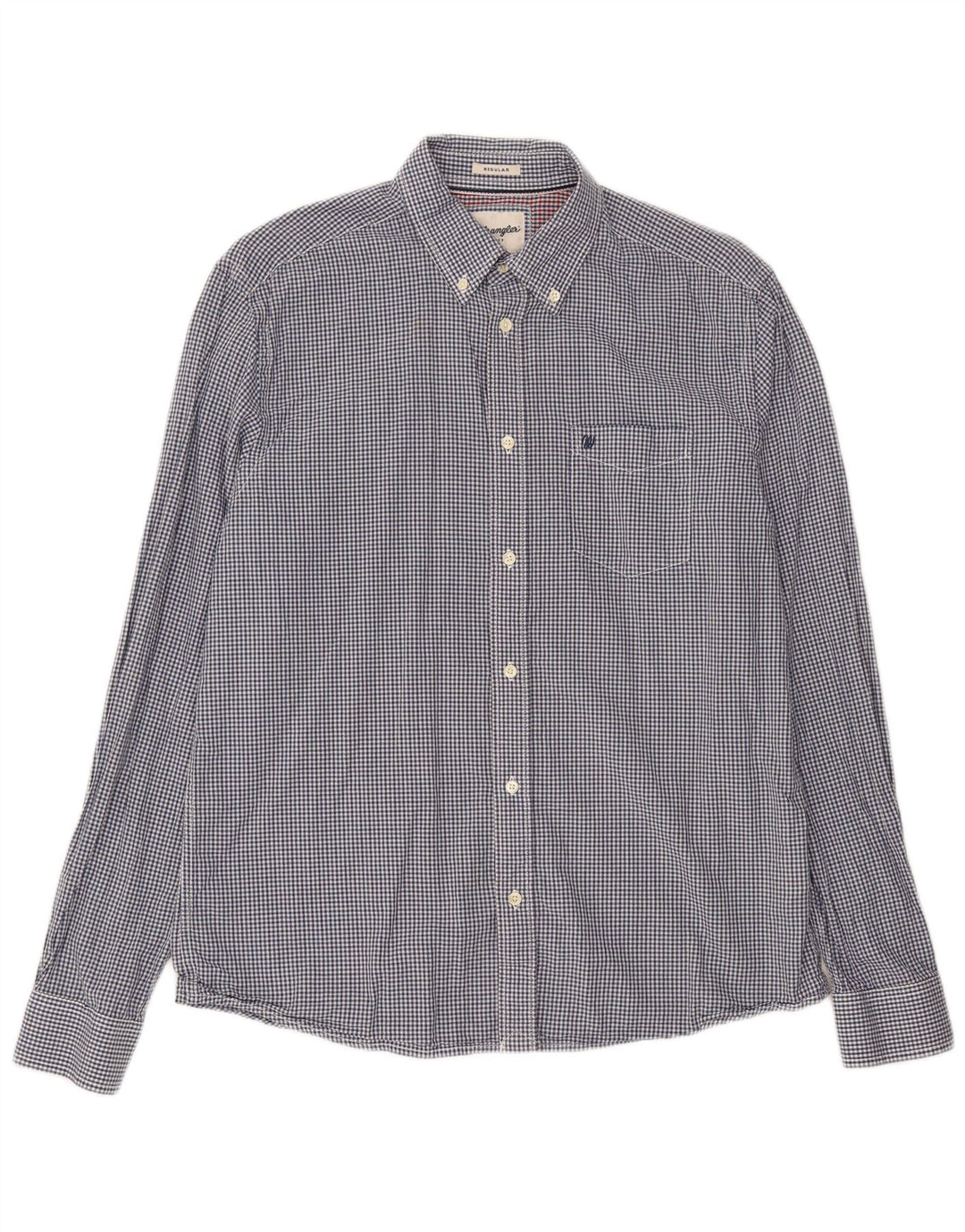 Camisa masculina de ajuste regular WRANGLER de algodão guingão azul médio