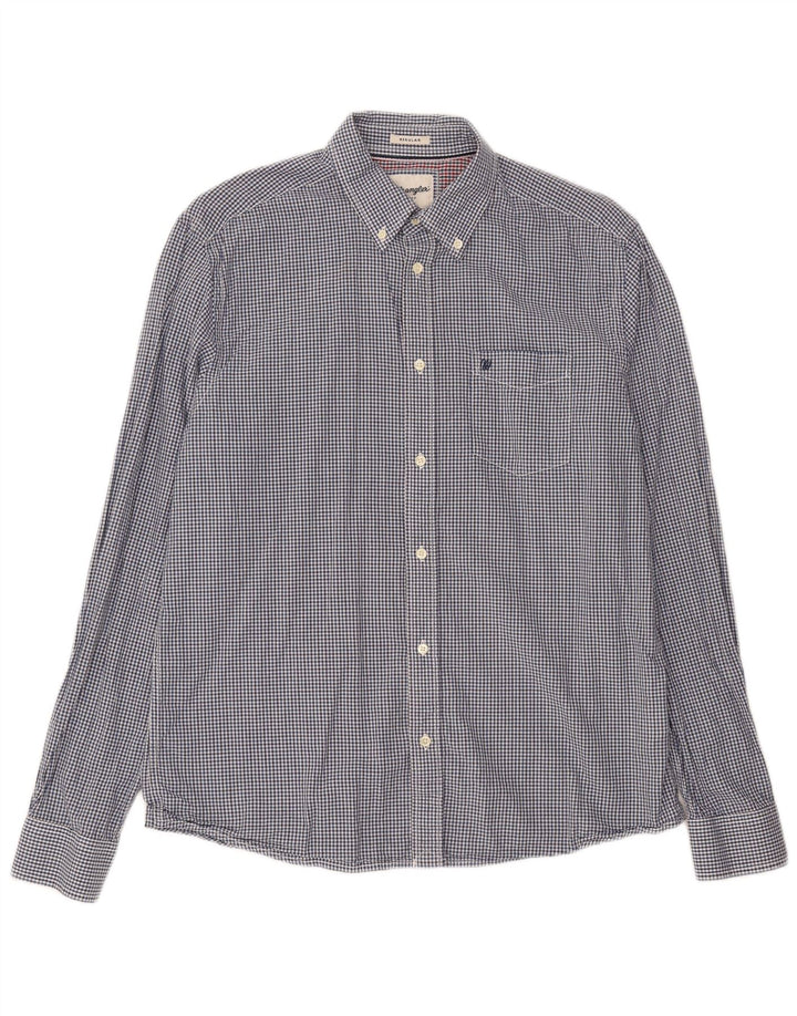 Camisa masculina de ajuste regular WRANGLER de algodão guingão azul médio