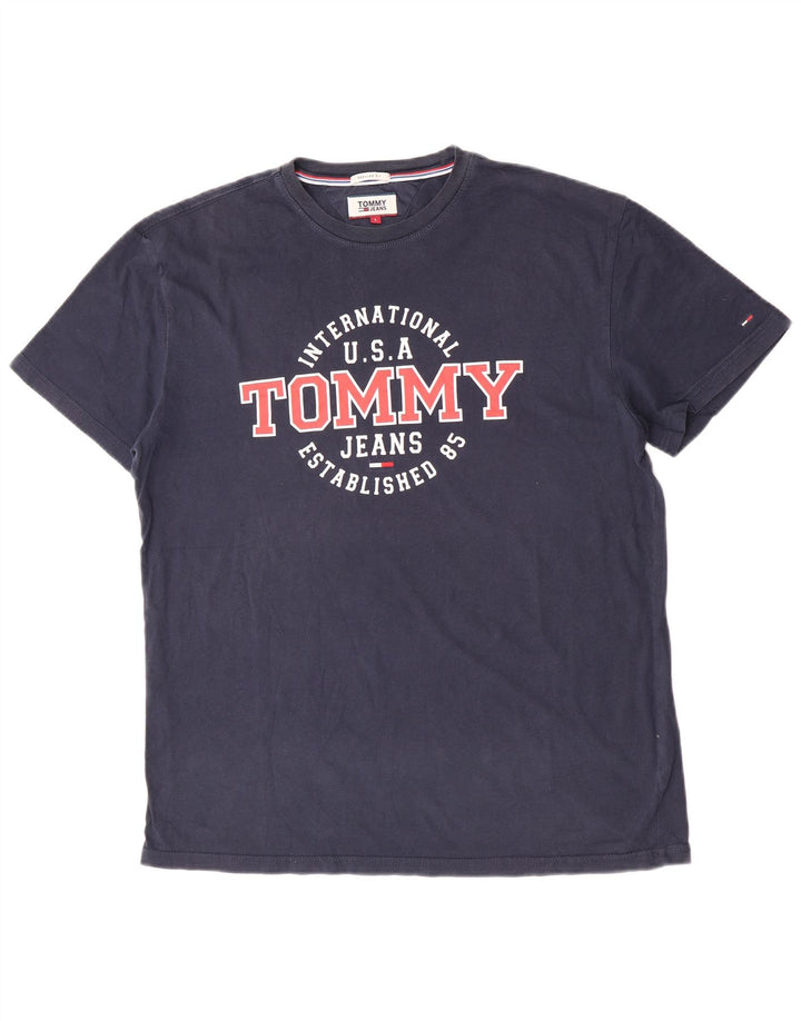 Camiseta masculina Tommy Hilfiger Regular Fit gráfica grande azul marinho
