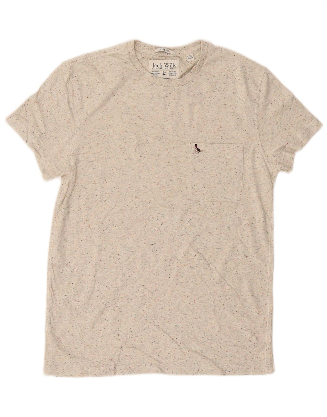 Camiseta masculina Jack Wills Top de algodão manchado bege médio