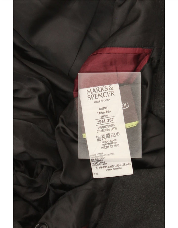Jaqueta blazer masculina de 2 botões Marks & Spencer Reino Unido 44 XL cinza poliéster