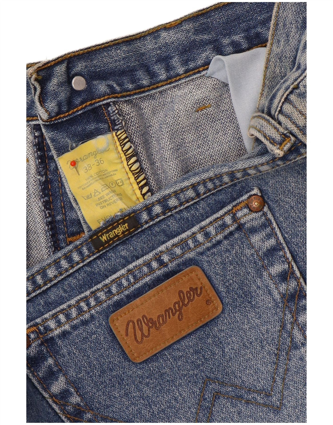Wrangler Mens Straight Jeans W38 L36 Azul Algodão