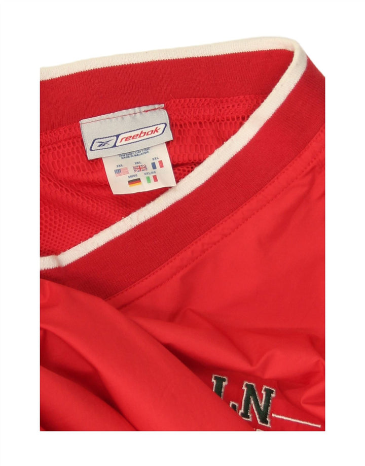 Reebok Mens Graphic Pullover Treino Top 2XL Listrado Vermelho Poliéster Esportes