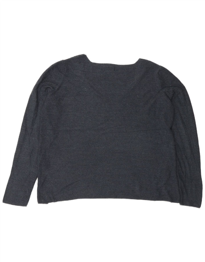 Suéter feminino Fat Face com decote em V grande Reino Unido 12 azul marinho médio