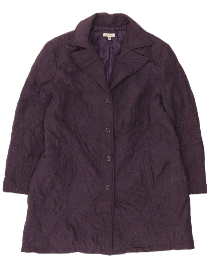 Sobretudo feminino Marks & Spencer Autograph UK 18 XL roxo poliéster