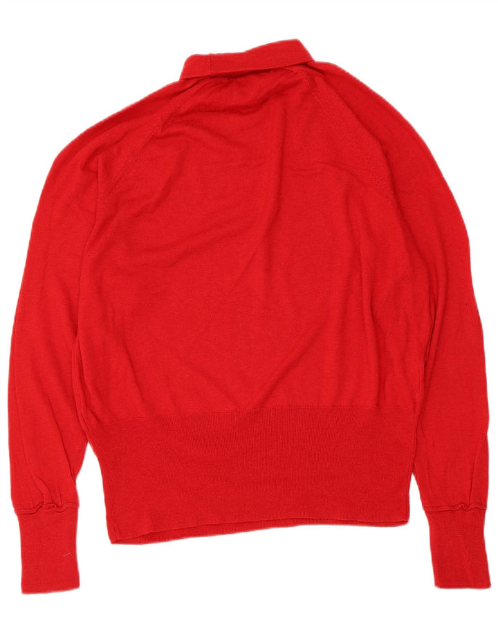 Suéter feminino Marks & Spencer com gola redonda e lã Merino vermelha grande Reino Unido 16