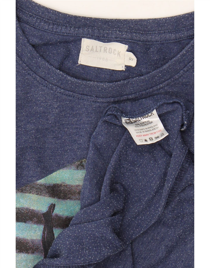 Camiseta masculina gráfica SALTROCK top pequeno algodão azul marinho