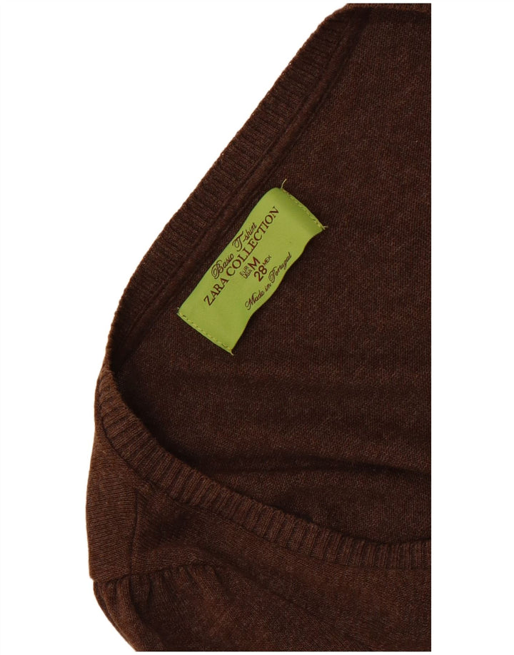 Suéter cardigã feminino Zara manga 3/4 Reino Unido 12 marrom médio