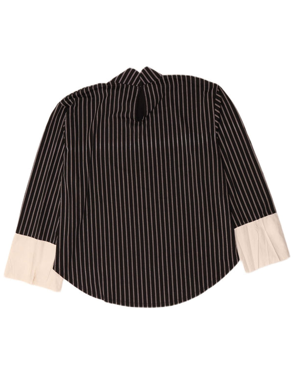 Blusa feminina Zara Trafaluc manga comprida top UK 14 médio preto listrado