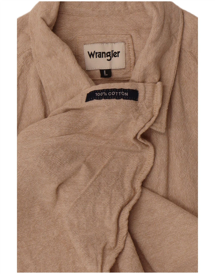 Wrangler Camisa masculina de manga curta grande algodão bege