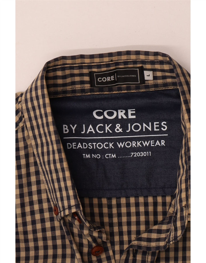 Camisa masculina Jack & Jones grande marrom guingão