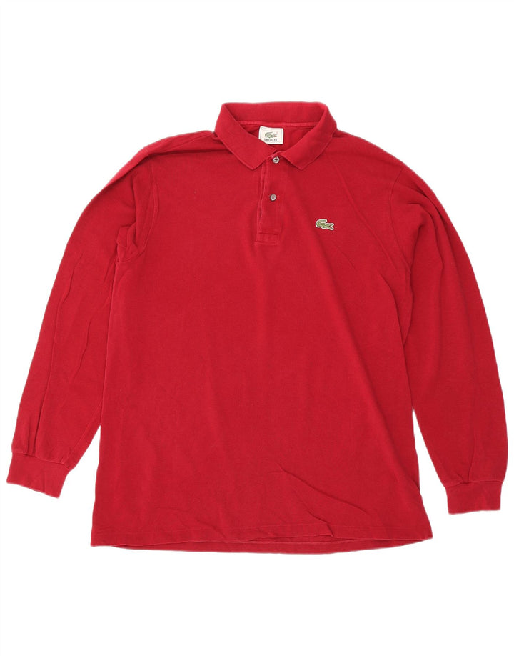 Camisa polo masculina de manga comprida Lacoste tamanho 4 médio algodão vermelho