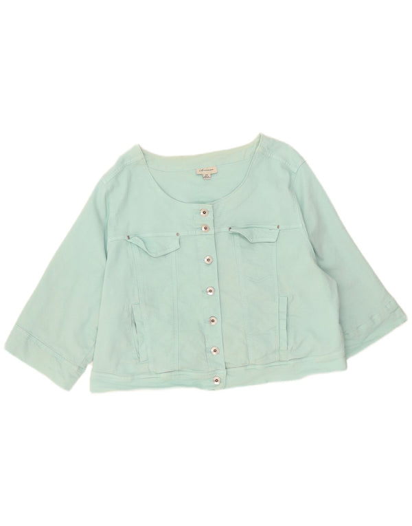 Jaqueta jeans feminina Marks & Spencer com manga 3/4 UK 22 3XL turquesa