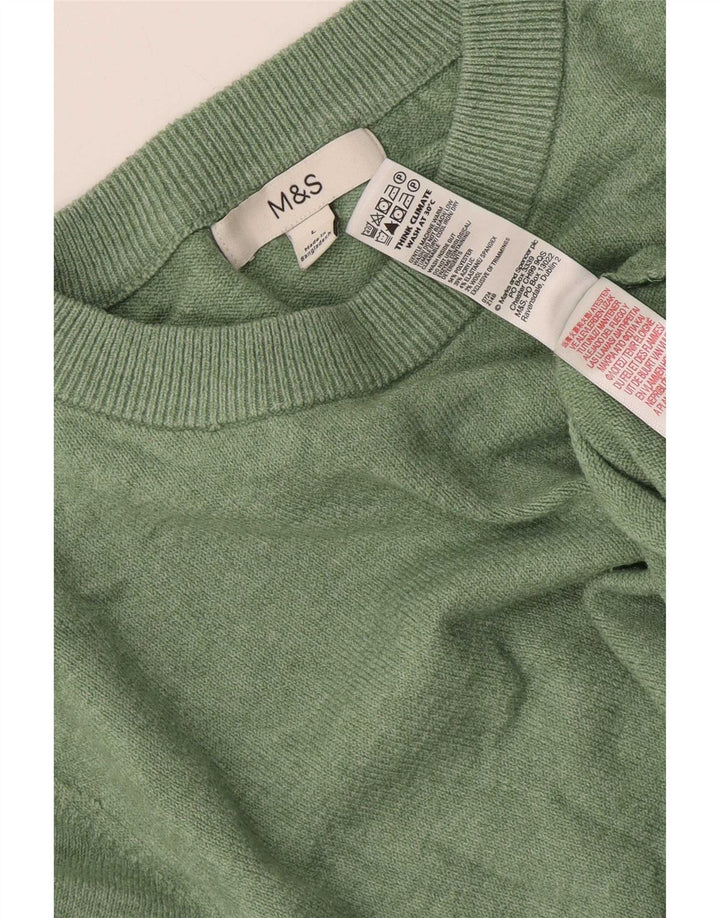 Suéter feminino Marks & Spencer com gola redonda grande Reino Unido 16 grande verde