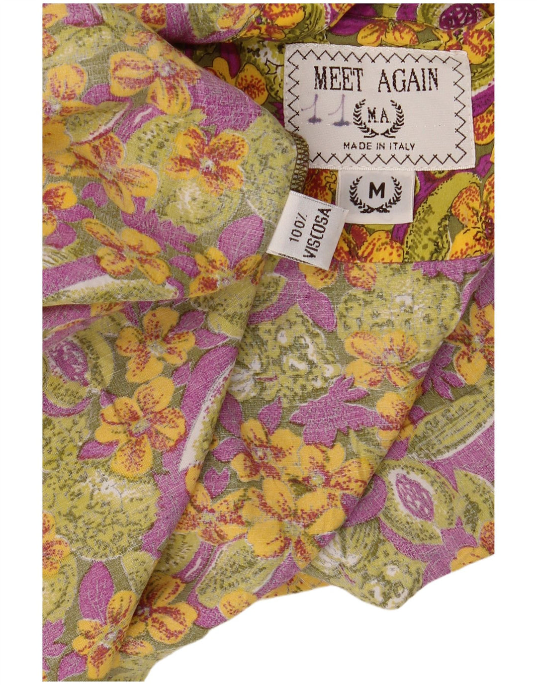 Camisa masculina vintage de manga curta média viscose floral multicolorida