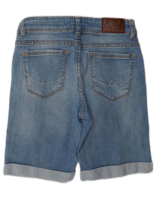 Shorts jeans feminino Superdry desgastado W28 azul médio