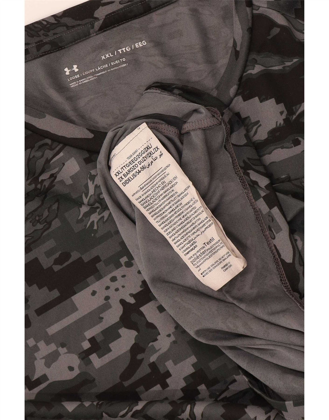 Camiseta masculina Under Armour Top 2XL poliéster camuflado cinza