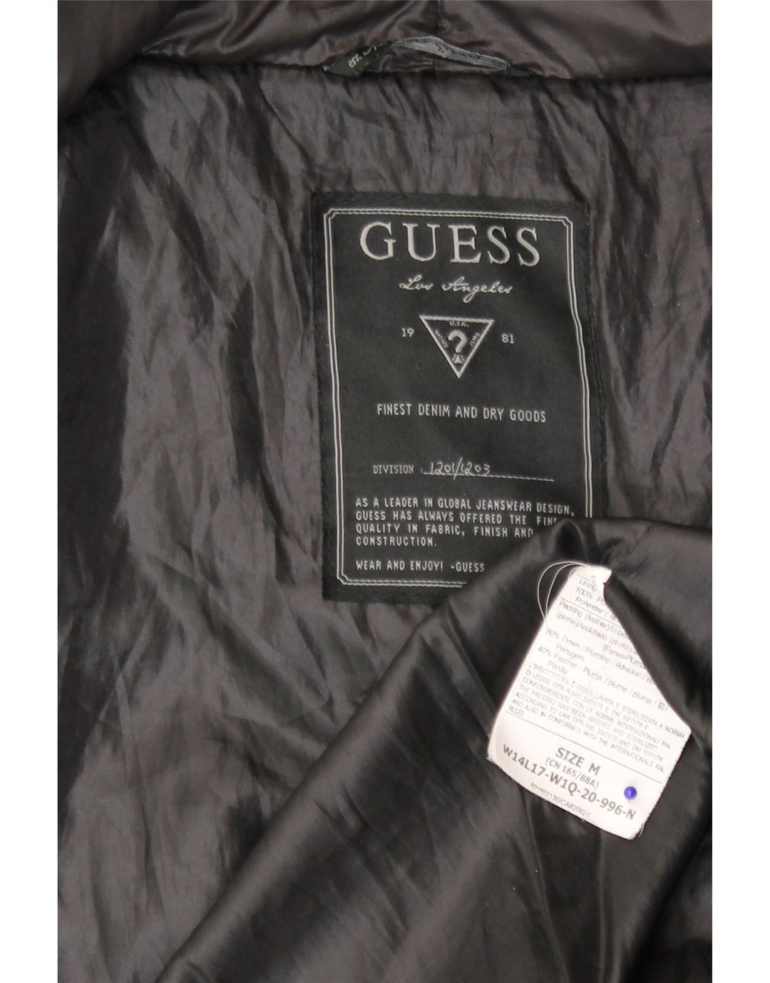 Jaqueta acolchoada feminina Guess UK 14 poliamida preta média