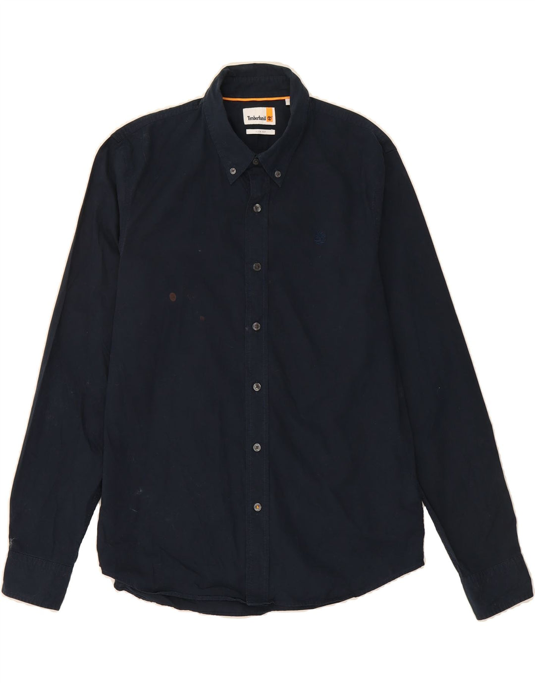 TIMBERLAND Mens Slim Fit Shirt Medium Navy Blue Cotton Vintage Timberland and Second-Hand Timberland from Messina Hembry 
