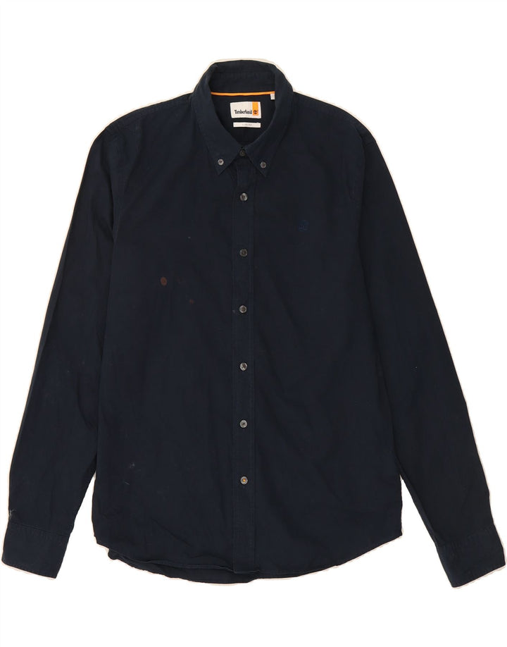 TIMBERLAND Mens Slim Fit Shirt Medium Navy Blue Cotton Vintage Timberland and Second-Hand Timberland from Messina Hembry 