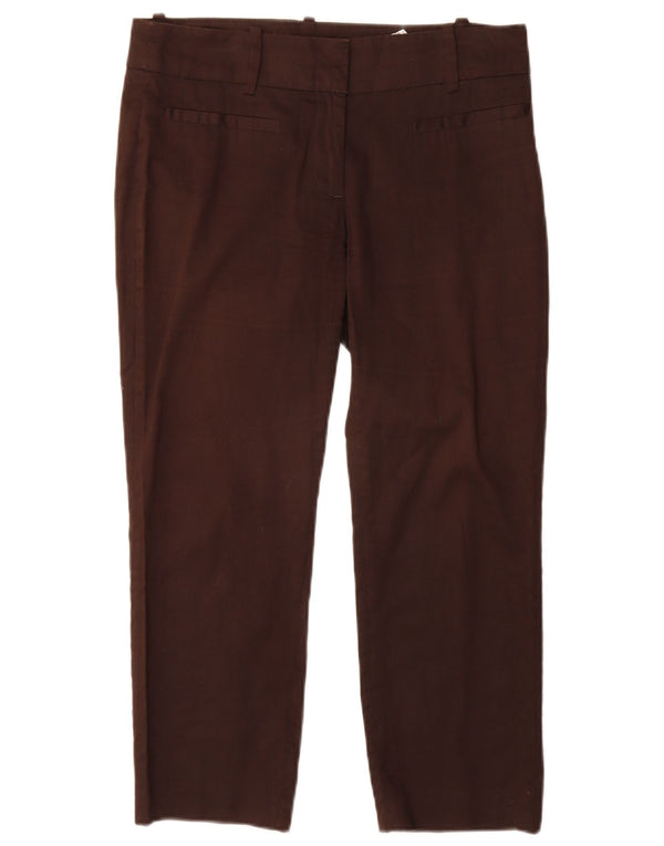 Calça feminina Zara reta cortada EU 38 pequena W28 L23 algodão marrom