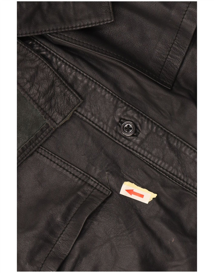 Camisa de couro feminina vintage IT 44 cinza médio