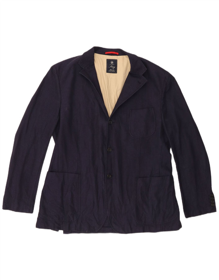 Jaqueta blazer masculina Fay com 3 botões IT 56 3XL azul marinho espinha de peixe