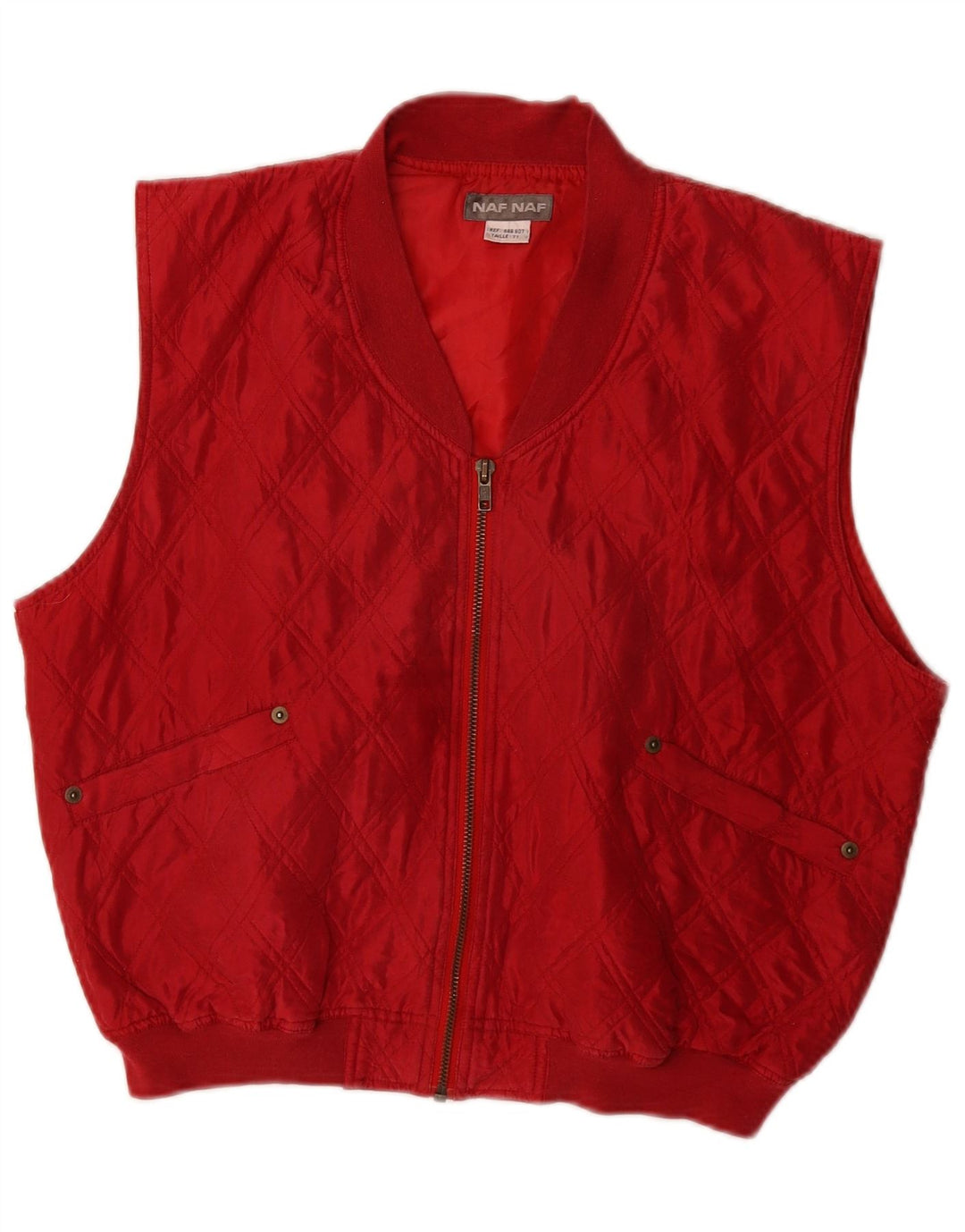 Colete acolchoado feminino Naf UK 12 seda vermelha média