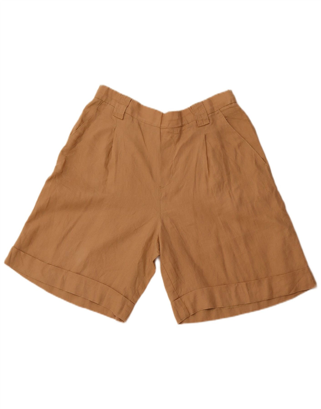 Shorts casuais masculinos de cintura alta BENETTON W32 linho marrom médio