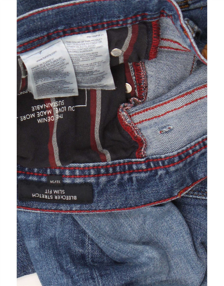 Tommy Hilfiger Masculino Bleecker Slim Jeans W32 L34 Azul Algodão