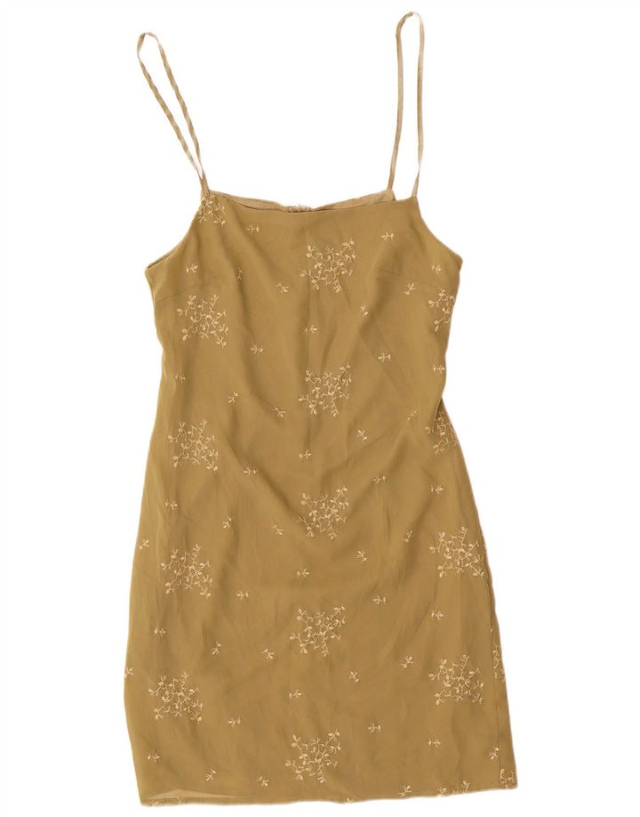 Vestido de verão feminino Benetton UK 10 pequeno poliéster floral verde