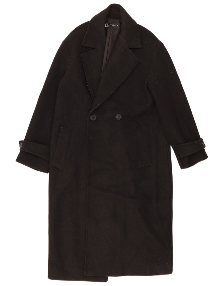 Casaco feminino oversized com peito duplo Zara UK 6 XS preto poliéster