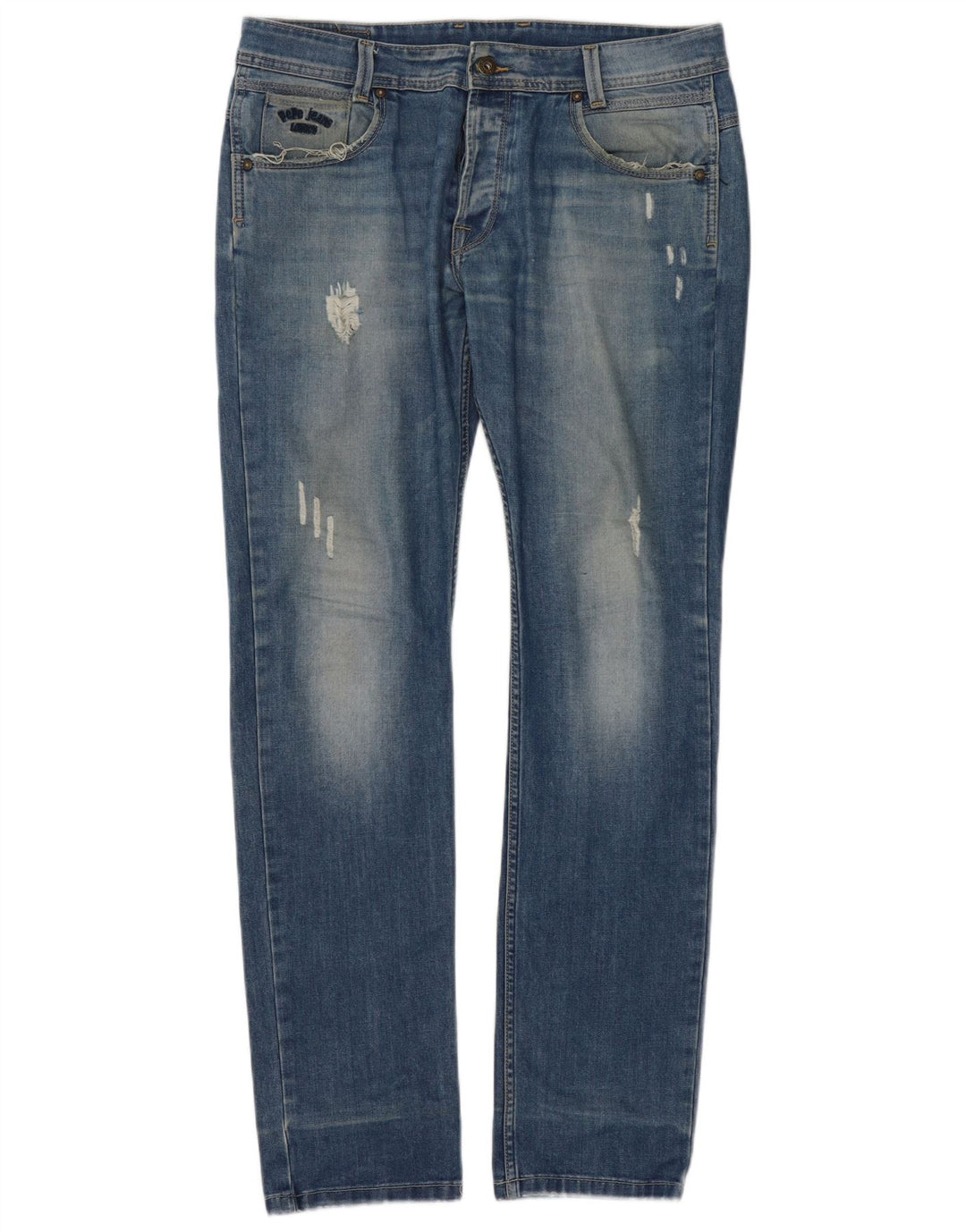 PEPE Jeans feminino jeans slim desgastado W34 L34 azul algodão