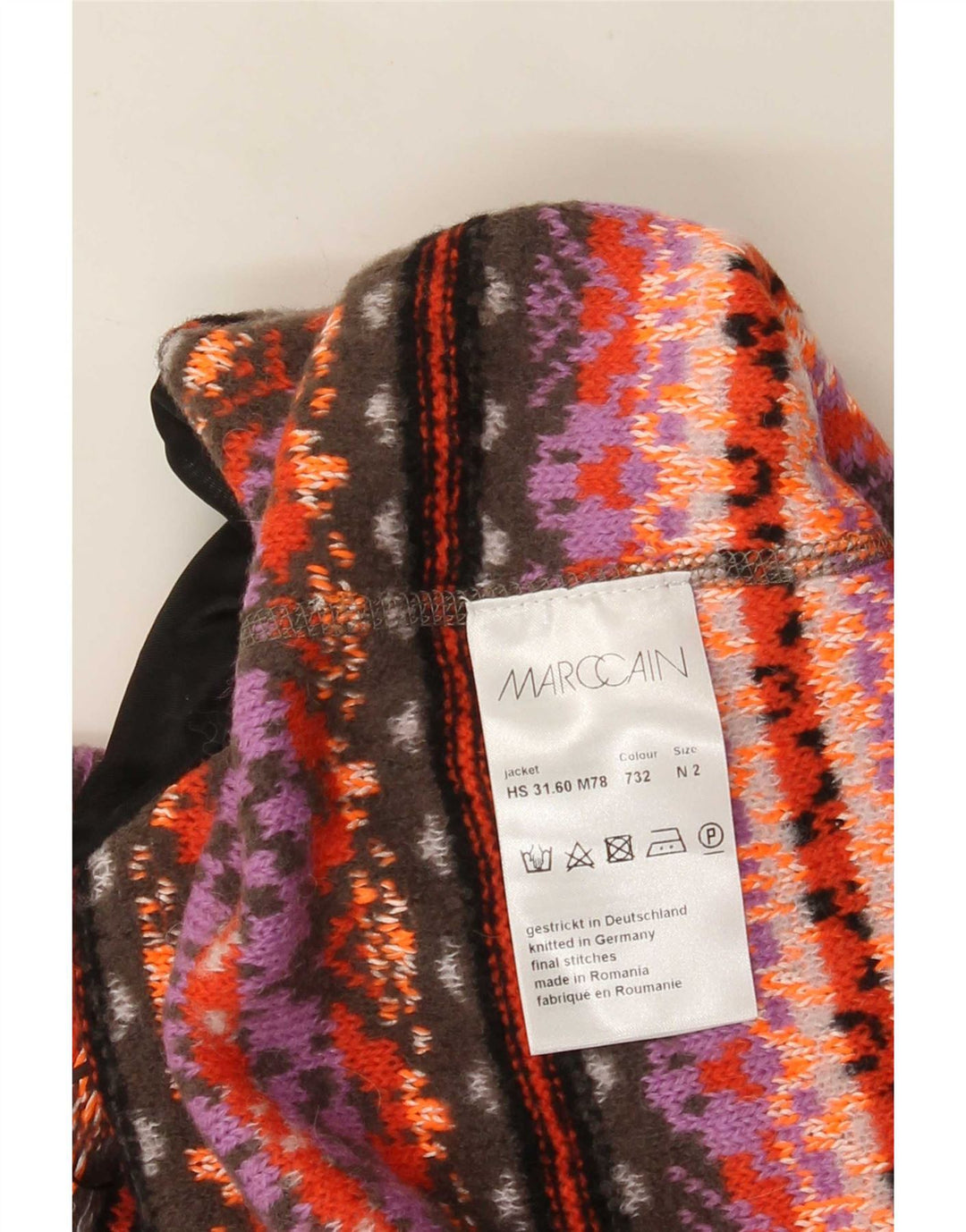 Suéter cardigã feminino Marccain EUA 2 XS lã geométrica rosa