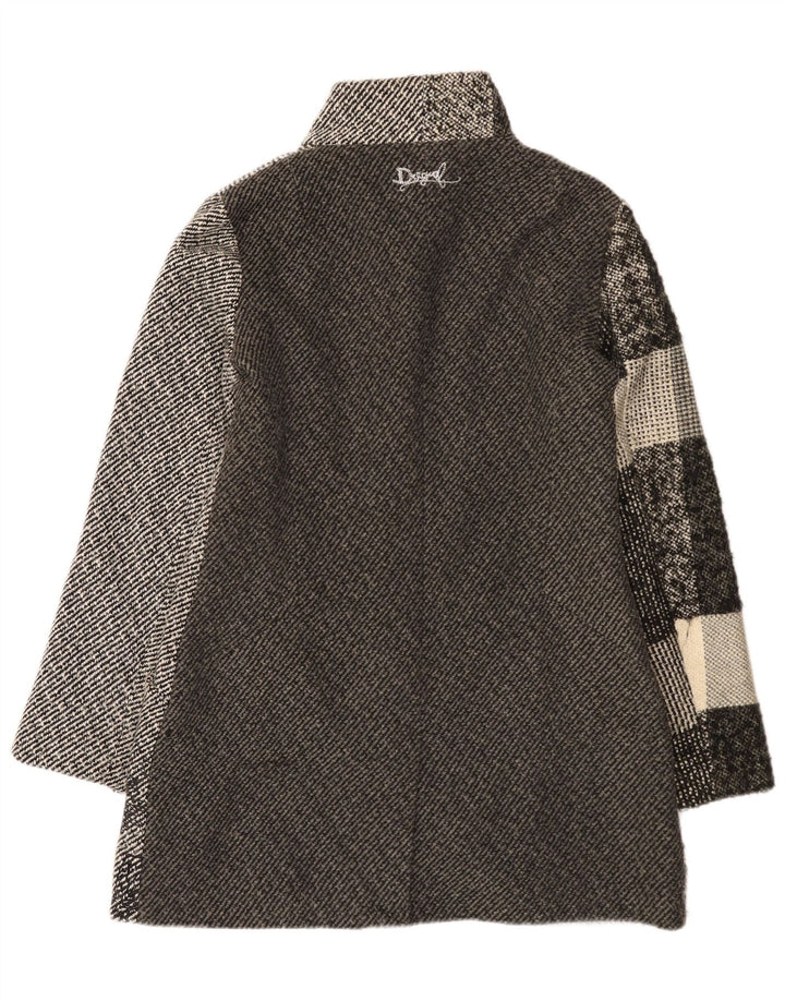 Sobretudo feminino Desigual EU 42 grande poliéster floral cinza